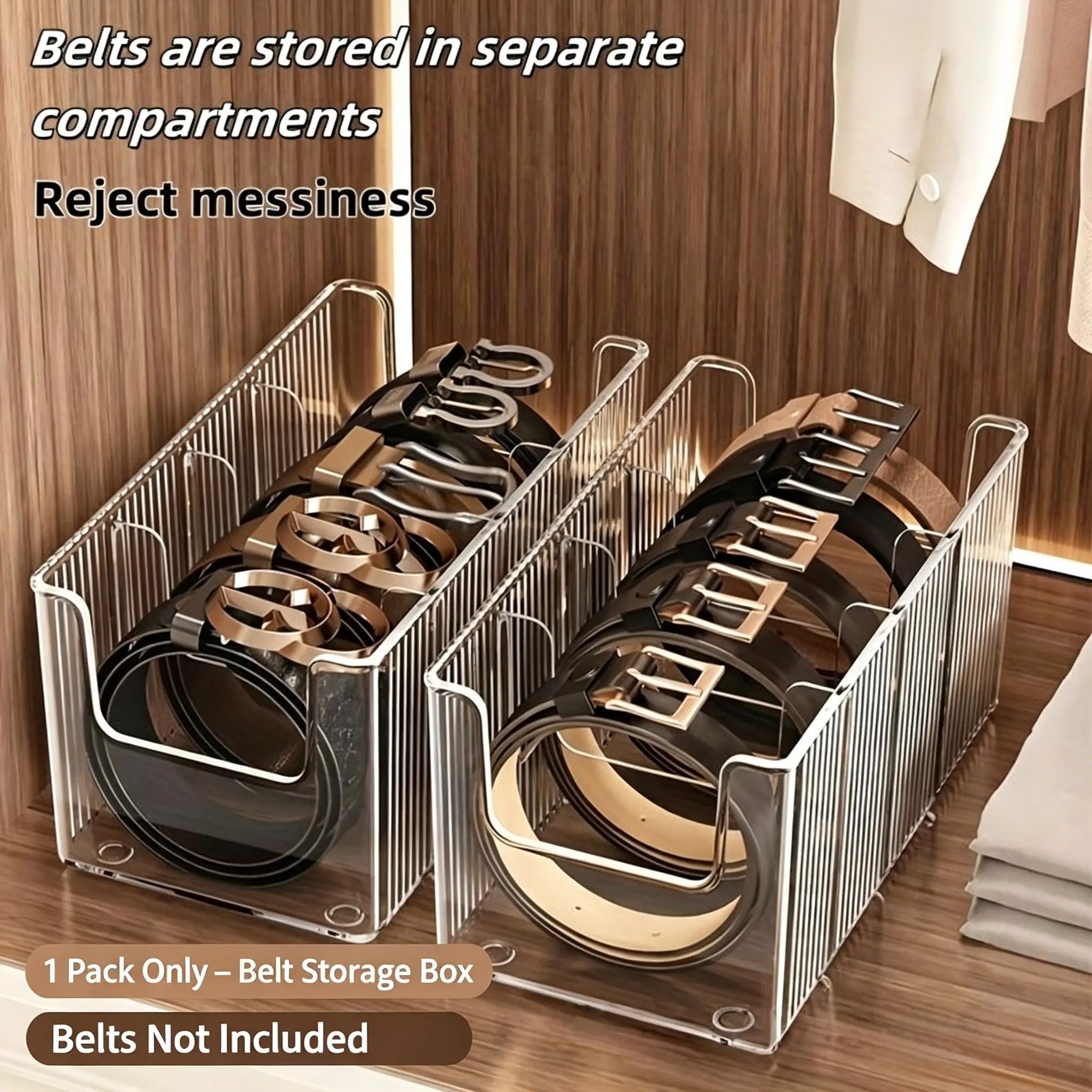Clear Acrylic Belt Organizer Display Rack, Multi-Slot Storage Rack Accessory Holder for Men's Ties Socks Scarves, Transparent Design for Closet Organization