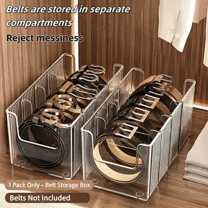 Clear Acrylic Belt Organizer Display Rack, Multi-Slot Storage Rack for Men's Ties Socks Scarves, Transparent Design for Closet Organization
