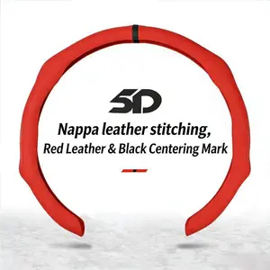 Spring New Napa leather 5D Steering Wheel Cover, 15 Inch Ultra-Thin Anti-Slip Sweat-Resistant Enhances Control Safety Universal Fit for All Models Easy Install Quick Install & Centering Mark,Ultra-Thin, Sweat Absorbing, and Suitable for All Seasons
