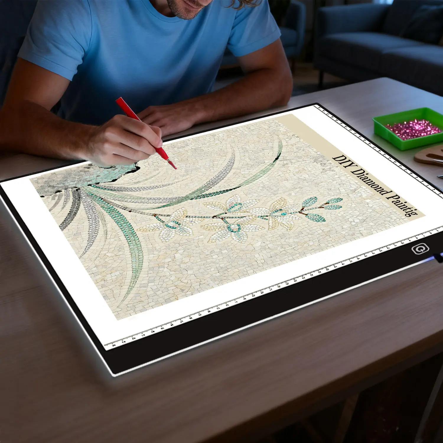 A2 (60*40cm)   LED Light Pad For Diamond Painting,Tracing Drawing Board, Ultra-Thin 3 Brightness Light Board, USB Power Supply,Copy Board For Tracing, Suitable For Artistic Diamond Painting, Handicrafts, Sketching. Office Desk Supply.