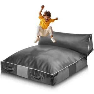 Dutch Velvet Crash Pad, 5x4.5 ft Large Size with Foam Blocks, Breathable Mesh Detachable Washable Cover, Soft Landings Equipment for Active Kids, Sensory Room Jumping & Relaxing Tool