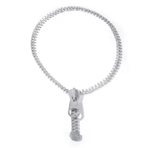 Zipper- Zipper Chain with High Quality Simulated Stones Luxury Aesthetic Unique Design 130.8g