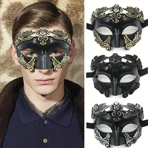 Egyptian Men's Ancient Greek and Roman Warrior Half Face Mask Venice Halloween Masquerade