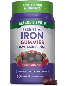 Iron with B-Vitamins and Zinc Gummies | 60 Grape Flavor Gummies