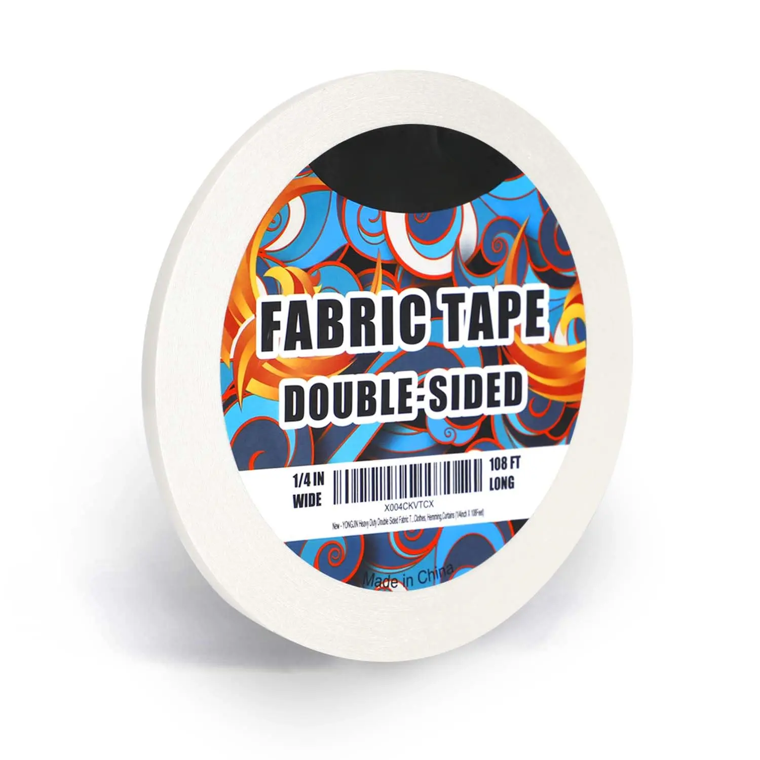 Double Sided Fabric Tape - 1/4 in x 108 in No Sew No Iron Hem Tape, Easy Peel, Invisible Hold, Quick Fix for Hem Pants, Home Repair, Arts and Crafts