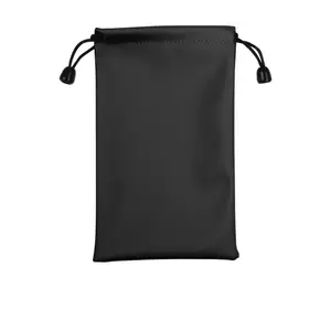 1 Pack 3.9x6.3 Inch PU Drawstring Bags Storage Bag Waterproof Pouch For Wireless microphone（J6 K61 M6 J40), charging cable or earphone
