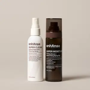 Enhanse The Super Routine - SUPER CLEAN Antimicrobial Skin Cleansing Spray & SUPER MOISTURE Firming Serum Moisturizing Spray Gel for Enhanced Hydration
