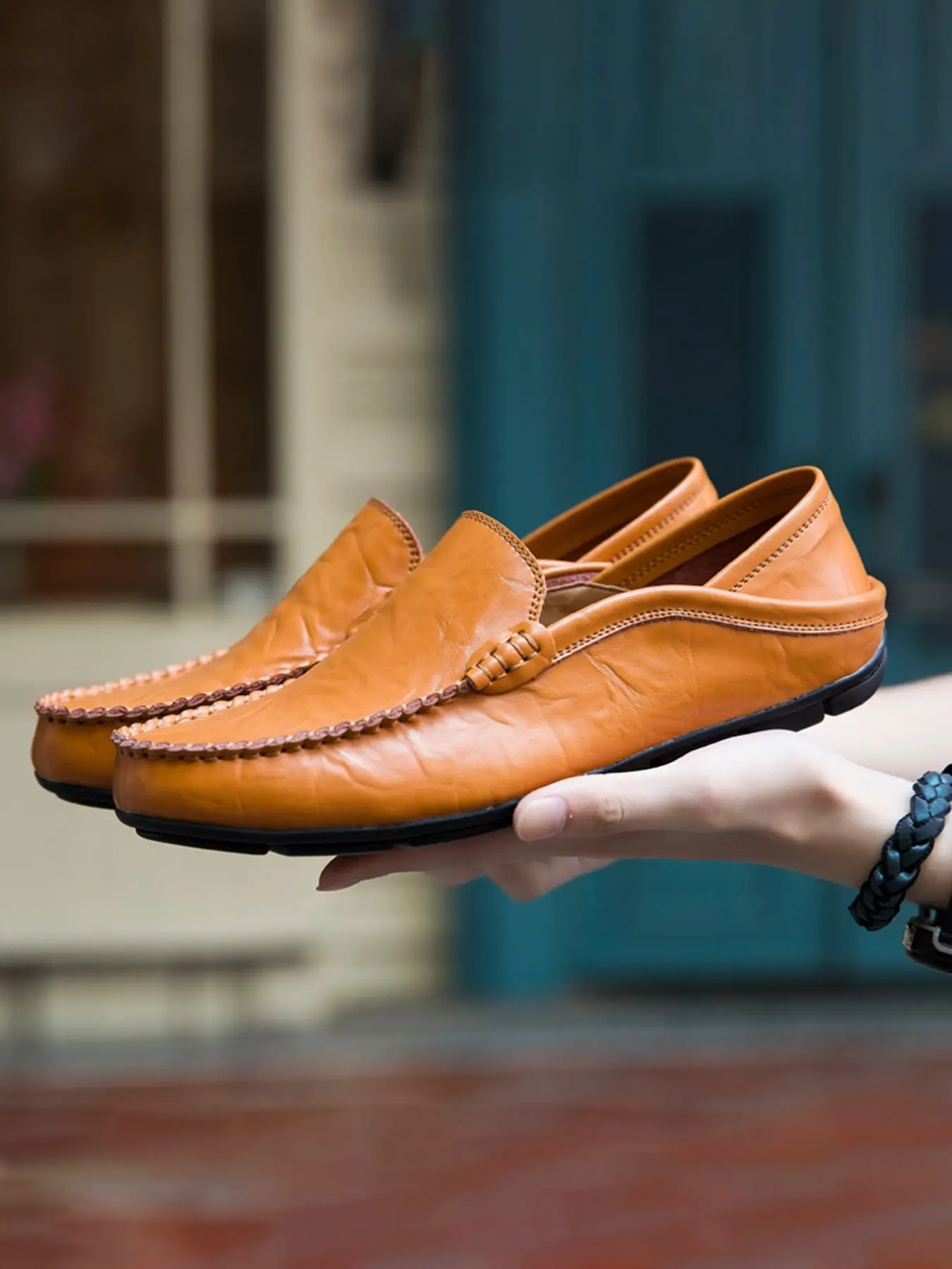 Men's Casual Solid Color PU Leather Slip-on Flat Loafers, Fashionable Comfortable Non-slip Rubber Shoes for Daily Wear, Lightweight Breathable Shoes for All Seasons, Boy, Footwear, Faux Leather Loafers