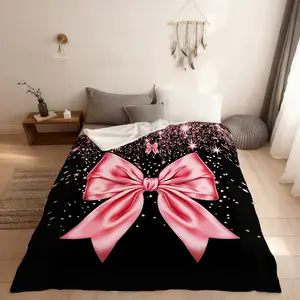 Pink Bowknot Kids Fitted Sheet Twin Size,Pink Glitter Dreamy Girlish Bedding Set,Girls Boys Adults Room Decor,Beauty Glamorous Fashion Bed Cover,Sweet Romantic Bed Sheet,1 Pillowcase