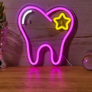 Tooth Shaped Neon Sign, 1 Count USB Powered LED Light, Neon Lights, Home Decoration Lamp, Decorative for Home Party Festival Decoration
