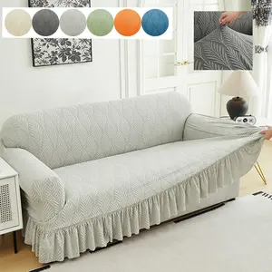 Stretchable Jacquard Sofa Cover, Elastic Sofa Slipcover, Elastic Furniture Protector for Living Room Bedroom Office, Durable Polyester Blend Fabric