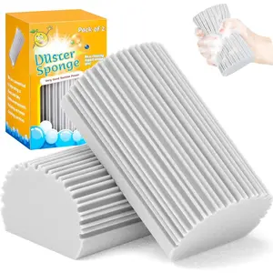 2-Pack Damp Duster Sponge for Clean, Magic Sponge Eraser Baseboard Cleaner Tool, Dusters for Cleaning Blinds, Glass, Vents, Railings, Mirrors,Window Track Grooves and Faucets