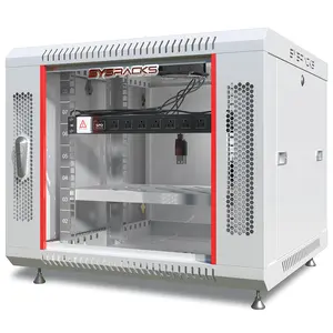 SYSRACKS 9U Wall Mount Server Rack Cabinet with Locking for Electronics, Audio, Video, and AV Equipment Data Rack 18-Inch Depth Brush Organiser 9U.450 Metal