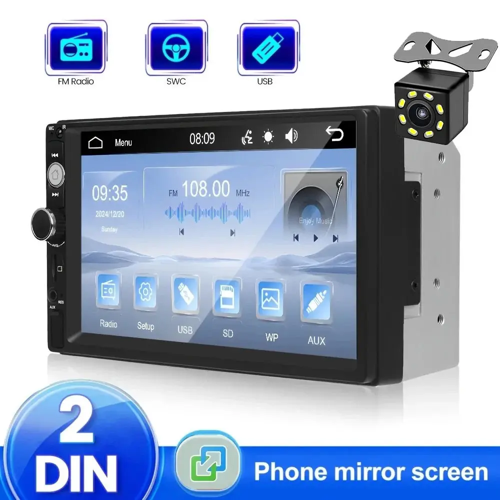 Universal Car Mp5 Player, 2din Touchscreen Display, HD Screen, Phone Mirror Function, Fm Radio, High-Quality Audio Playback, Car Media Player