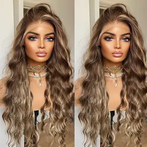Lovestory Gwen Long Loose Curly Synthetic Lace Front Wigs Heat Resistant Glueless 26Inch Long Wig Highlights  Water Wave  Lace Front Wig High Quality Pre plucked Wig for Women