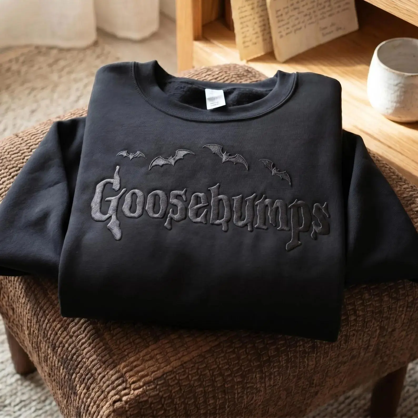 [Made in US] Embroidered Halloween Goosebumps Sweatshirt T Shirt Hoodie, Haunted House Shirt, Horror Graphic Tshirt, Halloween Movie Tee Shirt, Spooky Season Shirt