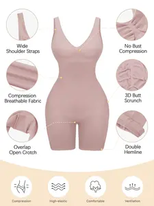 Shapewear Bodysuit for Women Tummy Control V Neck Butt Lifting Bodycon Romper Backless Seamless Sexy One Piece Shorts