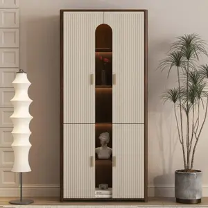 Bellemave  Display Cabinet with Doors,Bookcase with LED Lights, Display Case for Collectibles Bedroom Living Room Office