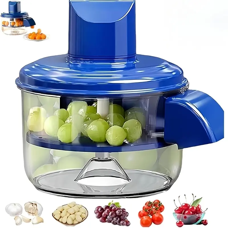 Blue Compact Electric Kitchen Peeler - 304 Stainless Steel, 50W Motor, 1300mAh Rechargeable Battery, Rotating Blade, Peel-Eject Function, Home Kitchen Accessory for Fruit, Garlic