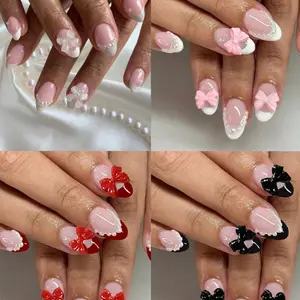 96pcs French Nail Tips Set, Colors, Butterfly Pearl Decor, Medium Size, Gel Glue & File Included, Perfect for Summer