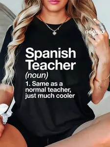 100% Cotton Unisex Spanish Teacher Definition Funny School T-Shirt Spanish Teacher Funny School Typography Gifts