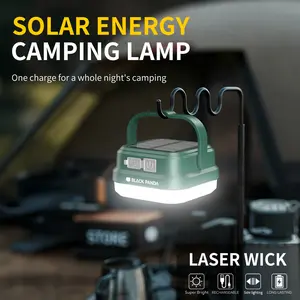 Black Panda Portable Solar Camping Lantern Solar & USB-C Dual Charging High Brightness Daily Waterproof 3 Lighting Modes