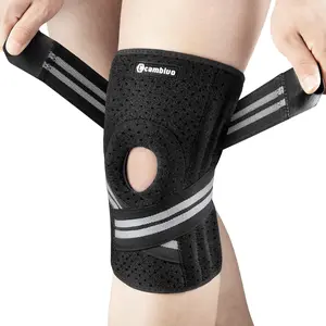 CAMBIVO Knee Brace for Women & Men, Knee Brace with Side Stabilizers for Knee Pain Relief, Adjustable Compression Knee Support for Gym Running Working Out （Medium,Gray