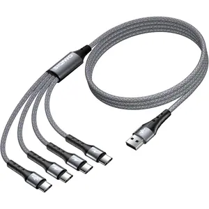 Multi USB C Cable Fast Charging, [4FT/2 Pack] QC 3.0(3A) USB C Splitter Cable, 4 in 1 Charger Cord with 4 Type C Ports, for iPhone 16/15 Series, iPad Air/Pro, Samsung Galaxy S25 S24, Pixel, PS5