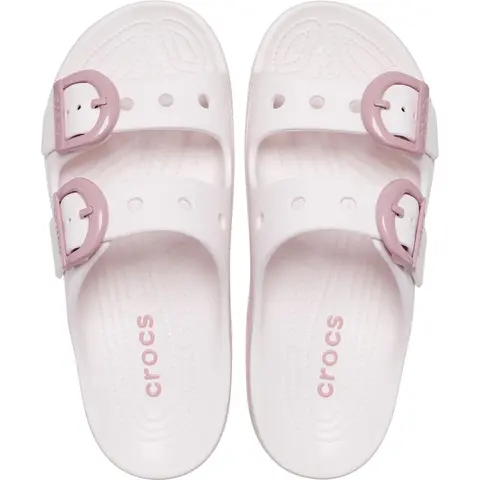 Crocs Women's Saturday Enamel Buckle Two-Strap Sandals, Summer Sandals