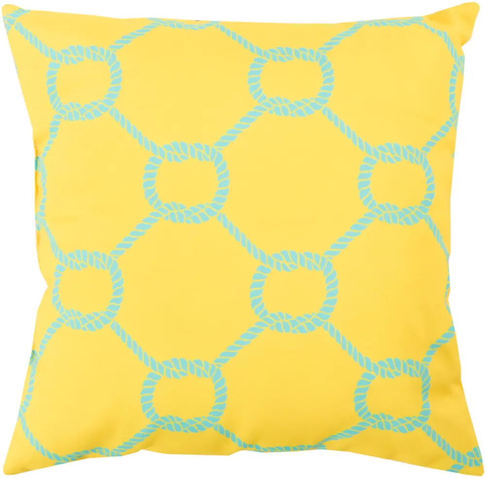 Livabliss RG144-1818 Coastal Nautical Water Resistant Polyester Rain Aqua Yellow Medium Throw Pillow, 18x18x4 in. - Textiles Soft Furnishings for Any Room Indoor/Outdoor