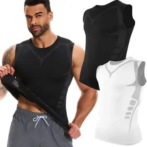 2 Pack Menswear Compression Tank Tops Shirt Underwear Body Shaper Sleeveless Vest Breathable Workout Shapewear Fitness Activewear Dress Gym Soft