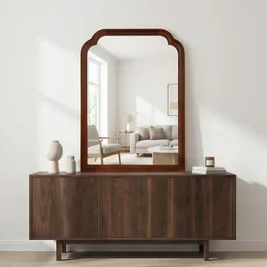 Solid Wood Wall Mirror for Living Room: 20x30 Inch Decorative Mirror - Black Walnut Frame & Rounded Corners - Easy 5-Minute Installation for Bedroom Bathroom Entryway