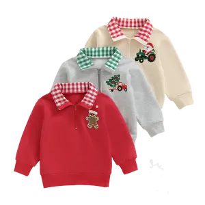 Toddler Baby Boy Girl Christmas Sweatshirt Xmas Embroidery Long Sleeve Crewneck Pullover Top Fall Winter Clothes 6-12 12-18 Months 2T 3T Casual Soft Sweater Sweater Matching Outfits