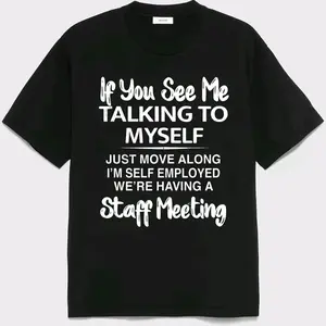 Men's Short Sleeve Graphic Print "if You See Me Talking to Myself" T-shirt for Summer, Outdoor Sports Tees
