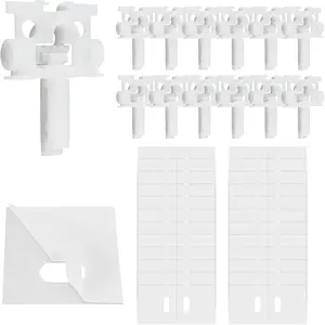 12 Sets White Vertical Blind Repair Kit with Stem, Gear & Pulley Head + 25Pcs Clear Blind Repair Tabs, Replacement Parts for Curtain Accessories