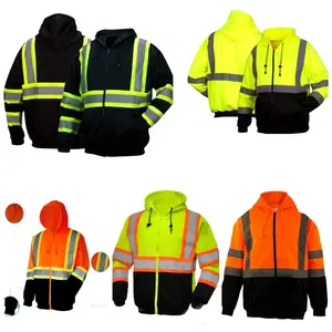 High Visibility Safety Sweaters in various colors/ Class 3 safety reflective hoodie sweater ( SEE SIZE INFORMATION ON THE DESCRIPTION)