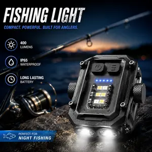 300 Lumens Night Fishing Keychain Light, Dual LED+COB Lamp Beads, Independent Switches & 7 Modes, Red-Blue Strobe Warning Light, USB-C Rechargeable Clip-on Flashlight, Hands-Free Portable Fishing Accessories gifts for fishermen