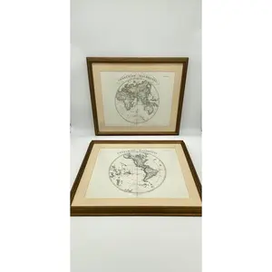 Stieler 1866 World Map Framed Pair - Decorative Artwork for Home Decoration, Ideal for Room Decor and Artistic Display