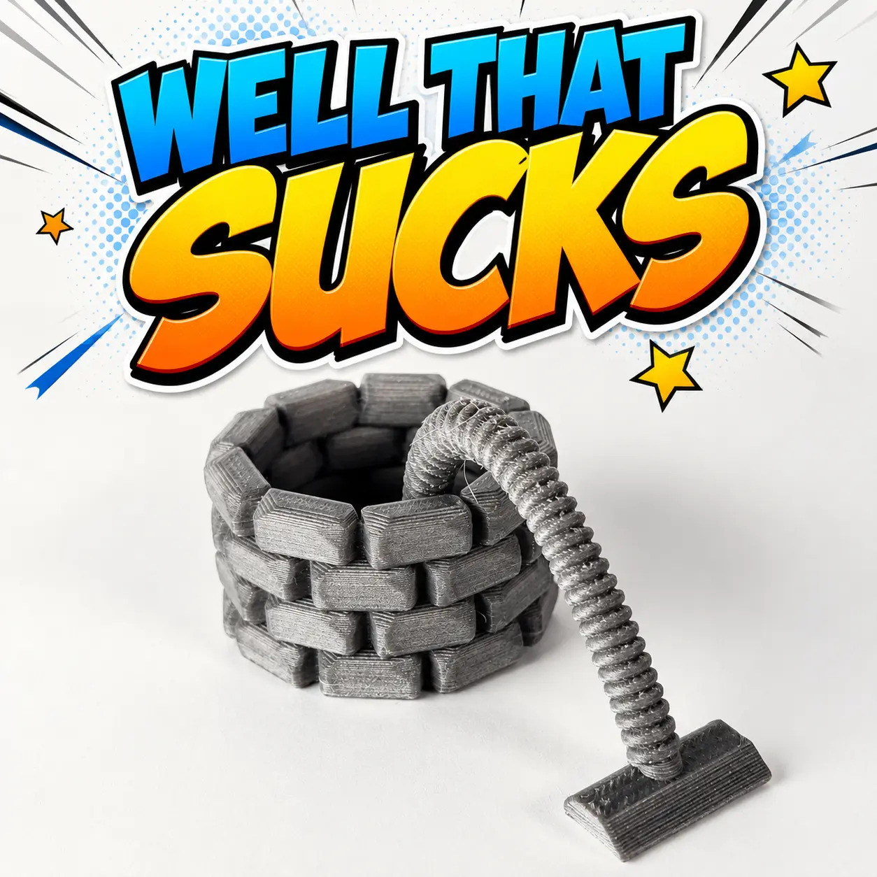 Well That Sucks Funny Desk Figurine – Mini Well with Vacuum Hose, Novelty Office Decor & Gag Gift