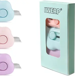 Box Cutters - 3 Pack Retractable Letter Opener, Adorable Cloud Tiny Paper Cutter for Key Chain Pocket Bag Package Envelope Mail Letter Box Paper DIY Projects for Girls and Boys