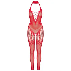 Leg Avenue In The Mood Crotchless Bodystocking - Sexy Gothic Y2K Mesh Lingerie with Heart Accents & Cut-Out Details for Women