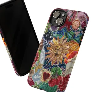 Vintage Mosaic Collage Phone Case Sun Celestial Mosaic Tiles Cases Trendy Preppy iPhone 16 15 14 13 12 Pro...