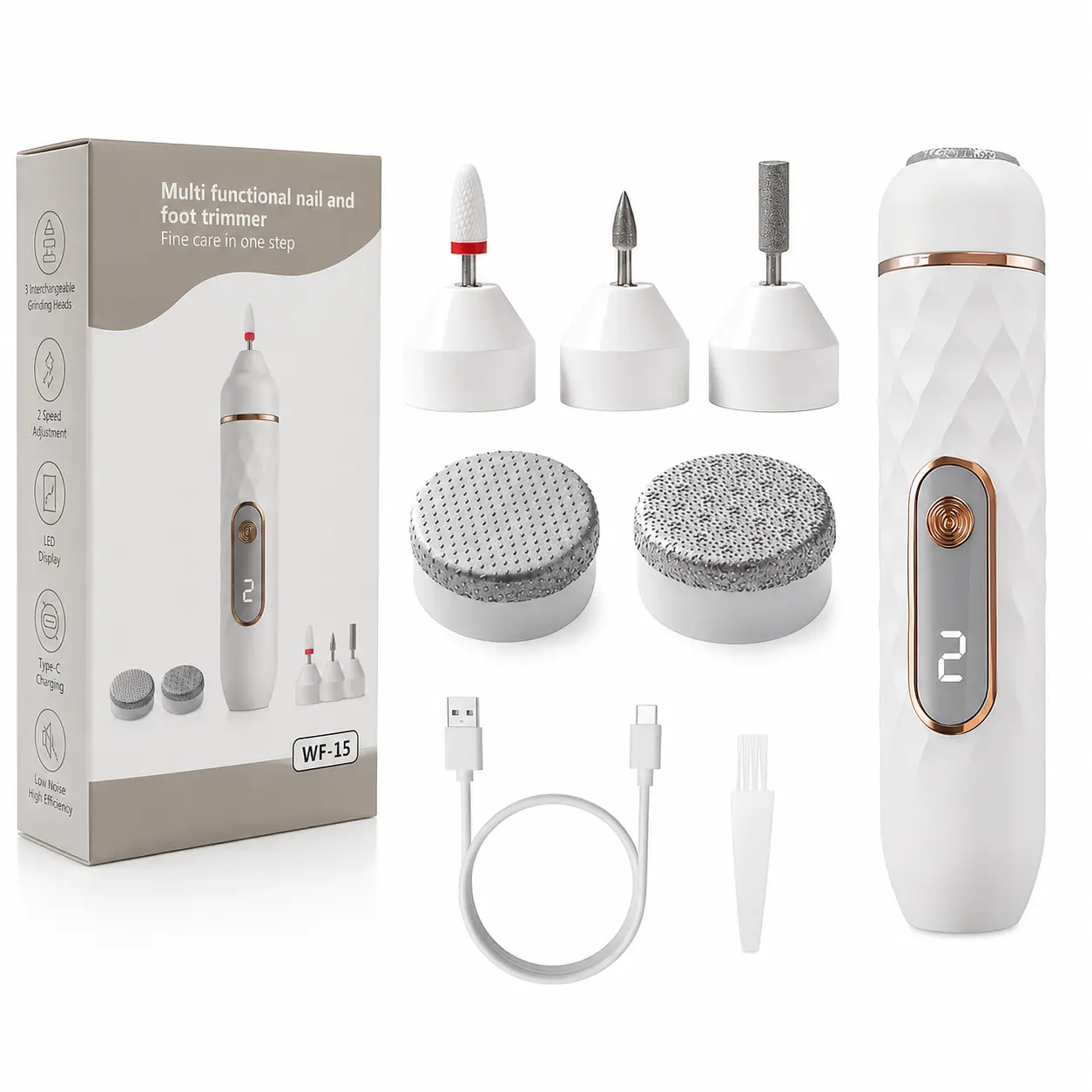 Electric Foot File Callus Remover, 5-in-1 Rechargeable Pedicure Tool with 5 Sanding Heads, Automatic Dead Skin Remover for Feet, Heel Repair & Nail Care Gift Set