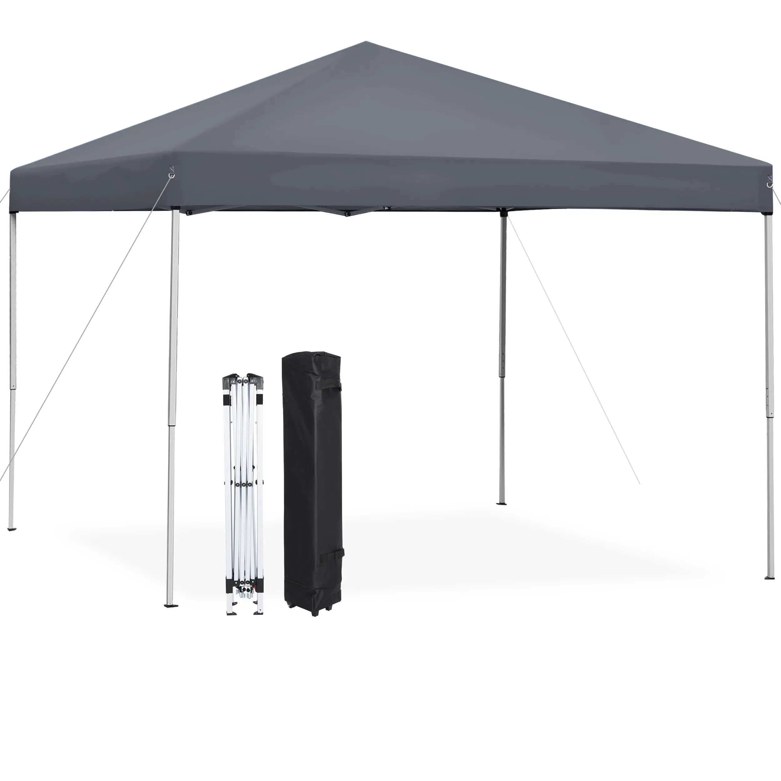 Zeny 10x10 ft Gray Folding Tent, Pop Up Canopy Shelter with Rustproof Steel Frame for 8 People, Water-Resistant Oxford Fabric with UV Protection, Adjustable Legs & Wheeled Bag for Parties, Beach, Outdoor Canopy Shelter, Easy Setup Tent, Weddings