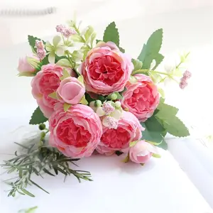 1 Piece of 30cm Rose Vermicelli Silk Peony Artificial Flower Bouquet Suitable for Family Wedding Party Decoration