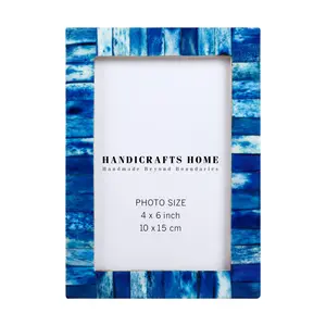 Handicraft Home Handmade Classic Picture Frame Bone Inlay Blue-4x6”