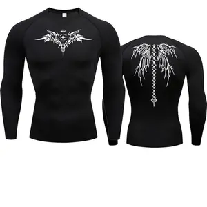 Men's Compression Shirt Anime Print Gym Sport Quick Dry Gym TShirts Fitness Athletic Undershirts Elasticity Tops Tee Summer Male