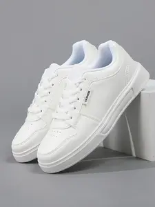 Women's Thick Sole Casual Low Top Training Shoes Sneaker, Thick Soled Sneakers, Breathable Perforated PU Leather, Eva Sole, Comfortable and Durable, Durable Sneakers, Perfect for Daily Wear
