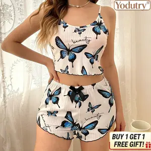 Women’S Printed Pajama Set  Spaghetti Strap Cami & Shorts Soft Milk Silk Lightweight Breathable Loungewear Sleepwear Set Pajama Set / Lounge Set / Summer Outfit / Cute Printed Set