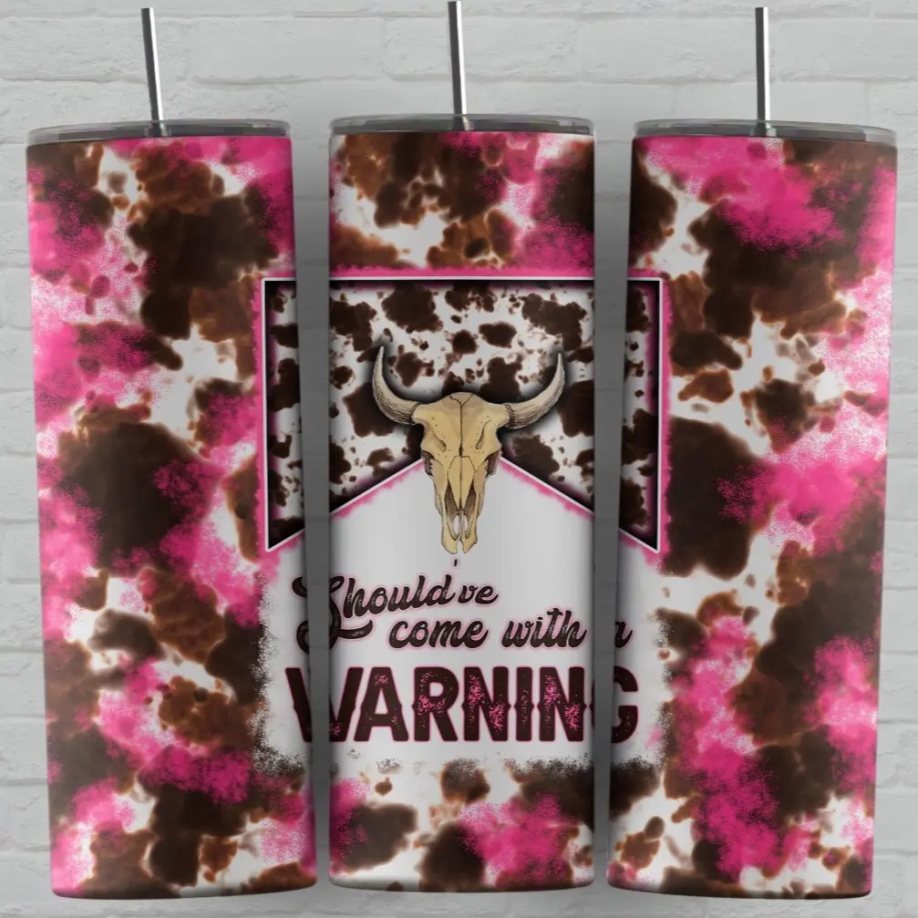 20oz Pink and Brown Cowhide Tumbler